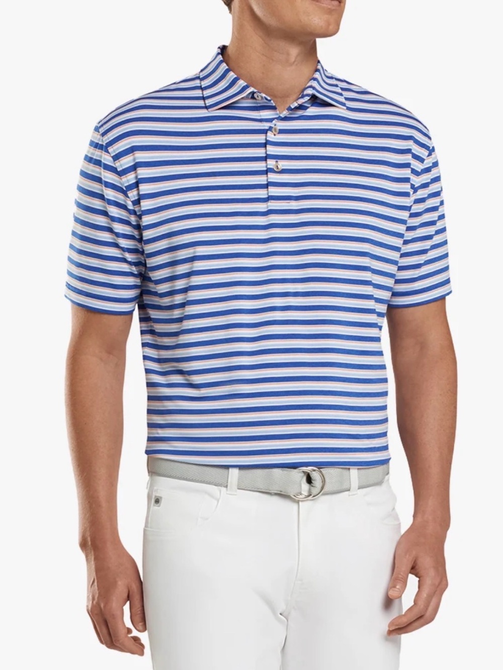 Peter Millar Summer Comfort Blue and White Striped Performance Polo